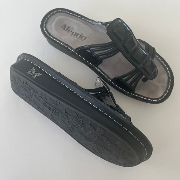 Alegria PIS-101 'Pisa' Black Patent Sandal SZ 37 Comfort Strappy - Picture 6 of 8